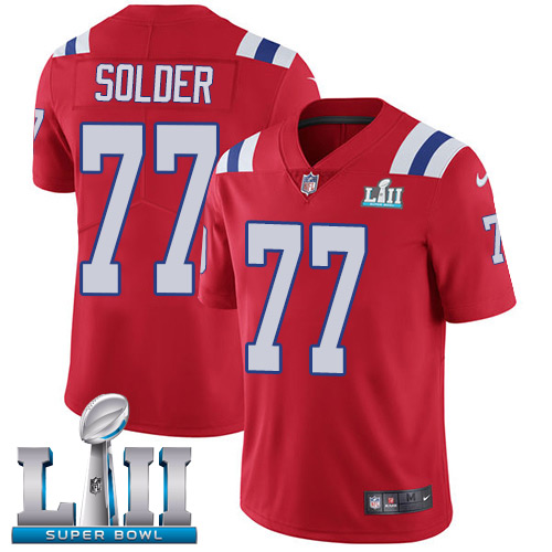 Nike Patriots #77 Nate Solder Red Alternate Super Bowl LII Men's Stitched NFL Vapor Untouchable Limited Jersey